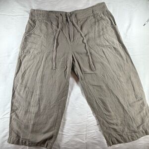 Coldwater Creek Womens Size 12 Muted Taupe Capri Wide Leg Patch Pockets